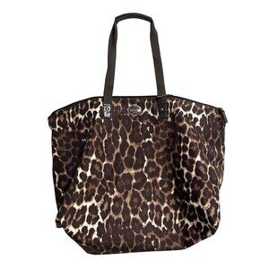 Coach Leopard Getaway Tote Bag Packable Travel Weekender Tote and Pouch Brown